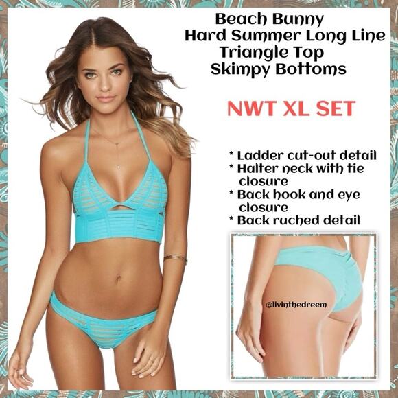Beach Bunny Hard Summer Long Line Top and Skimpy Bottoms XL SET - Picture 1 of 15